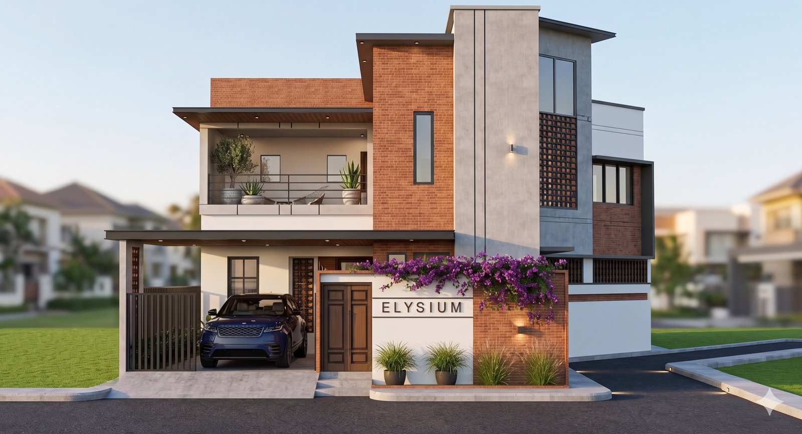 Elysium villa 3D front elevation Mezmerix Kerala
