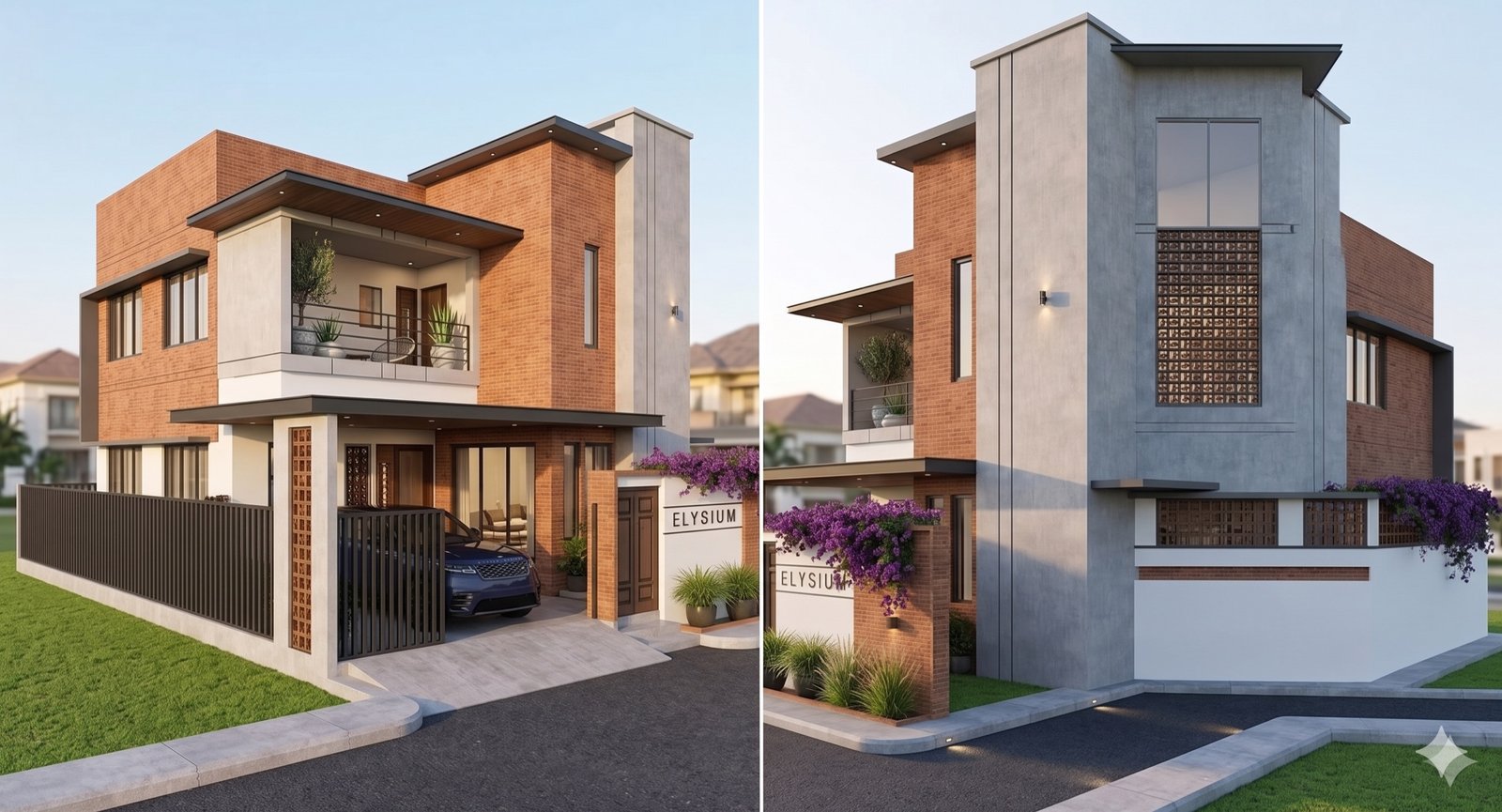 Elysium contemporary villa perspective Mezmerix Kerala